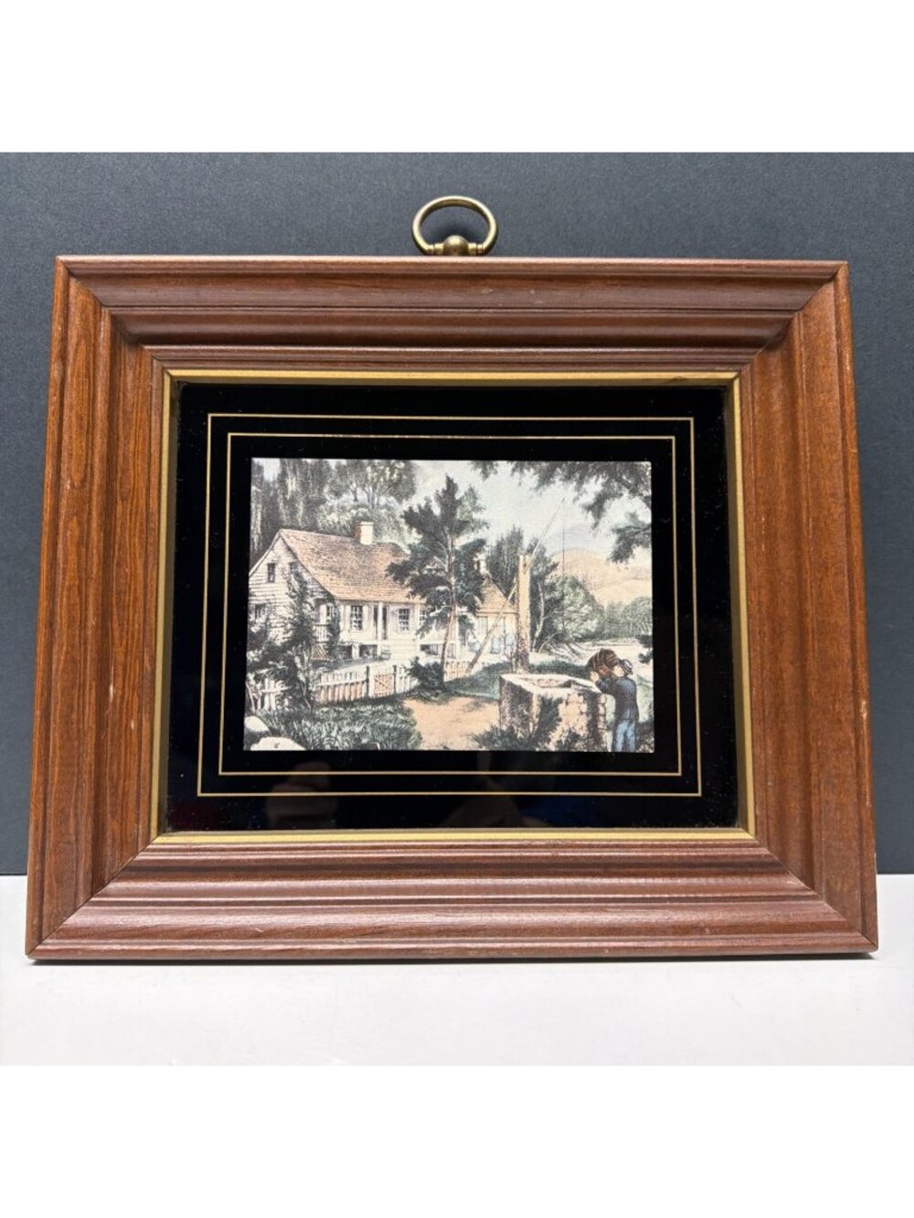 Framed Lithograph Currier And Ives‎ Turner Wall Accessories G629 Old Oak Bucket